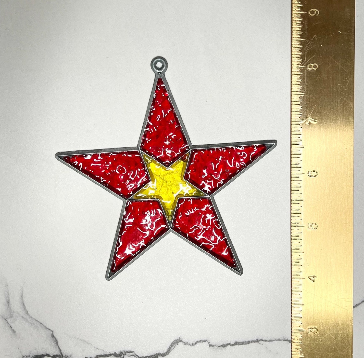 ヴィンテージの手作りサンキャッチャー、1970年代のステンドグラス