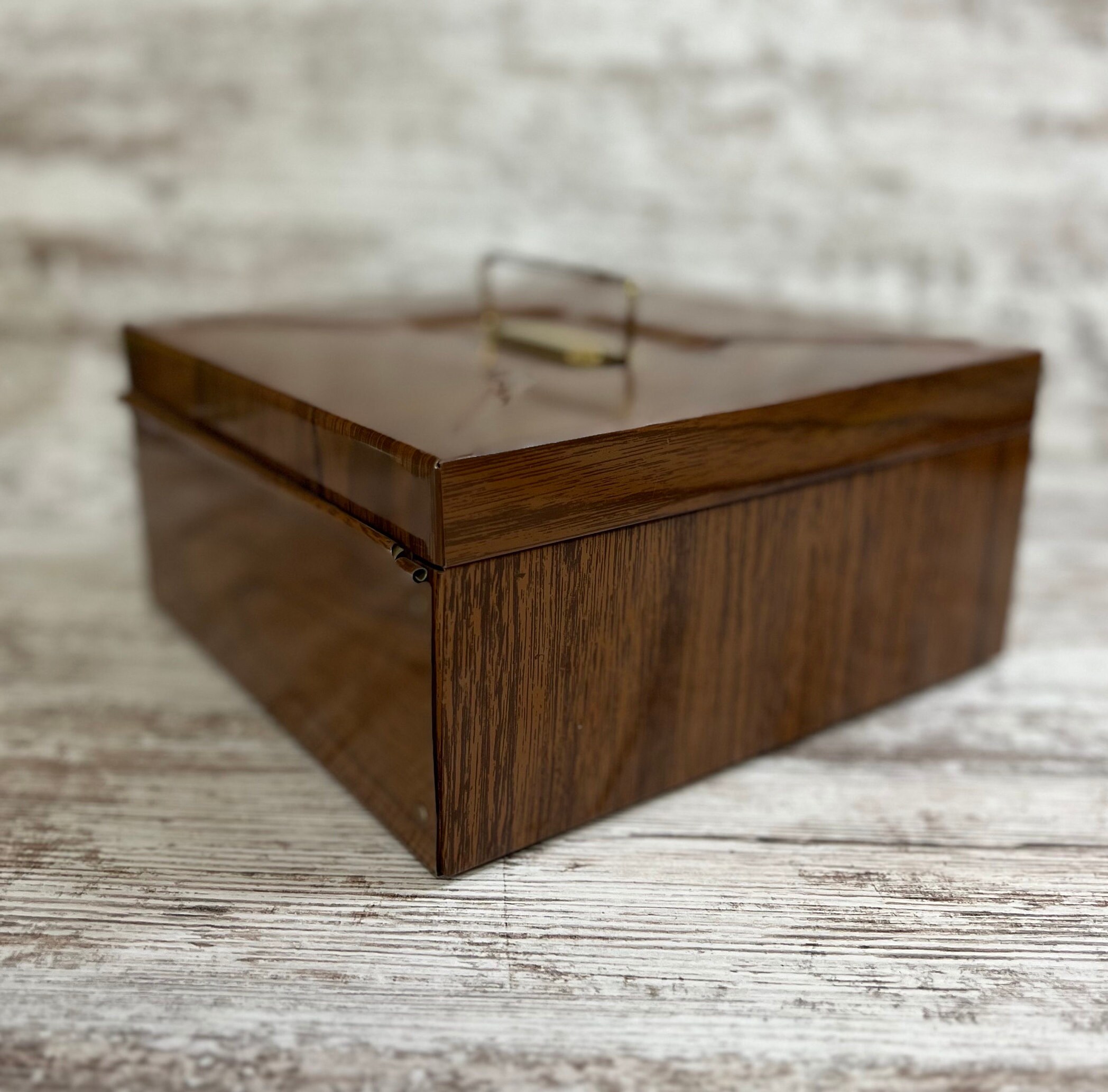 Vintage Porta File, Metal Cleared Check File Box, Wood Grain, Office ...