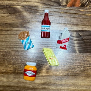 Vintage koelkastmagneten, voedseldecor, koelkastmagneten eten