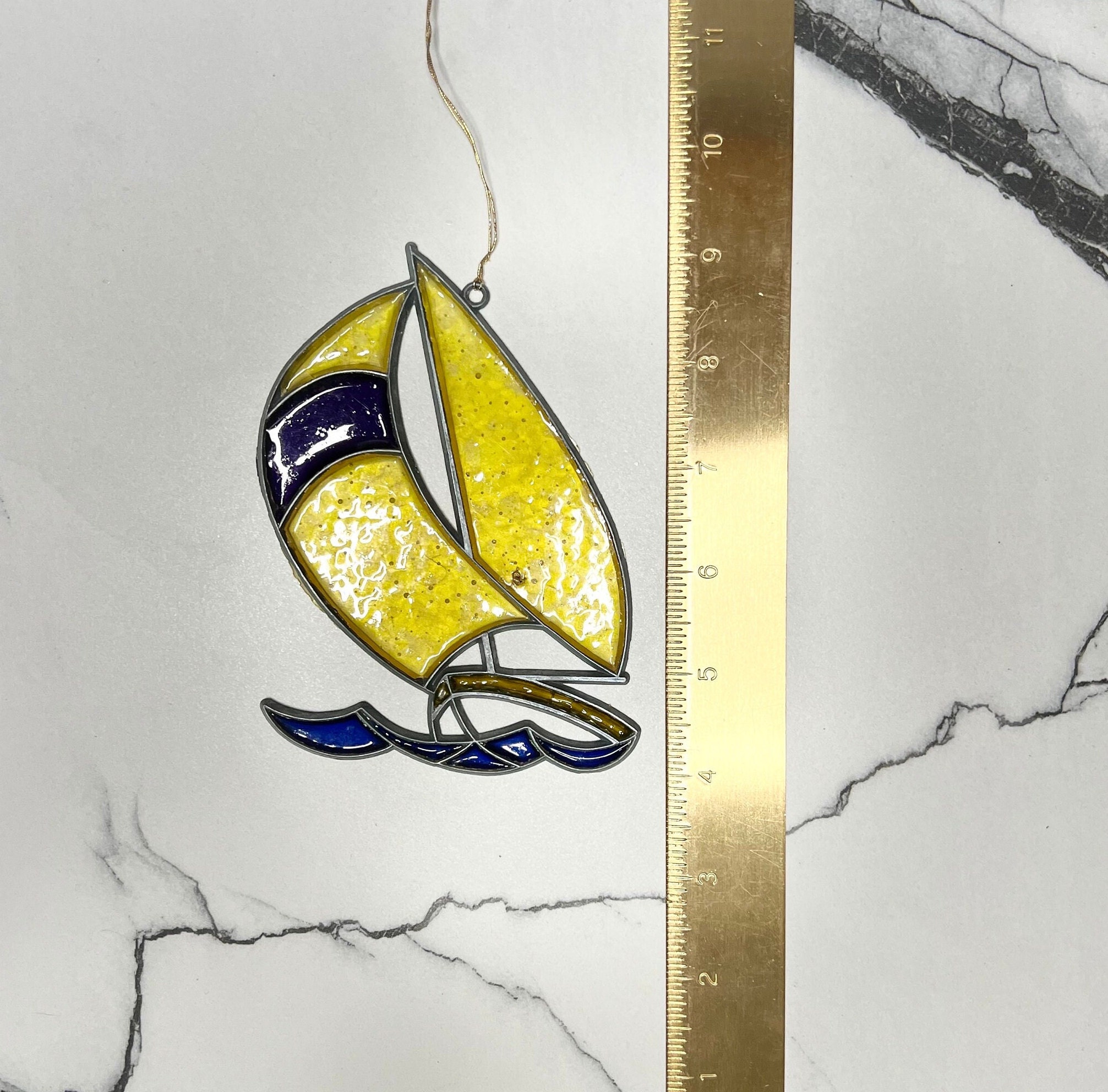 ヴィンテージの手作りサンキャッチャー、1970年代のステンドグラス