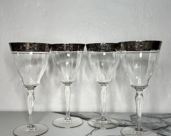 Kielich do wody Glastonbury Lotus Rambler Rose Platinum, luksusowe kieliszki do wina w stylu rokoko