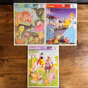 Vintage Disney Tray Puzzles, Snow White, Cinderella, Taran and the Magic Cauldron