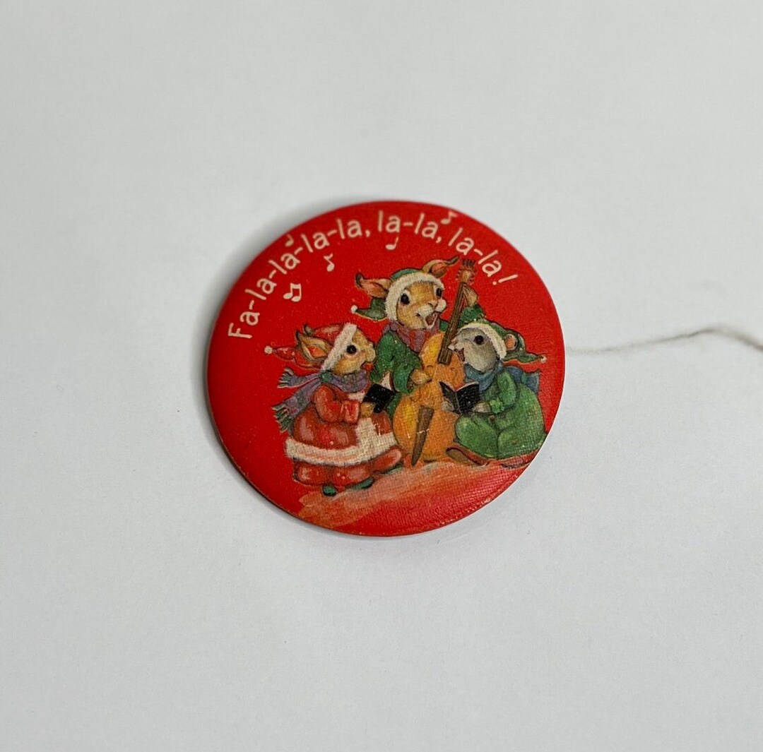 Vintage 1980’s Hallmark Button, Caroling Rabbits, Holiday, Pin Back - Etsy
