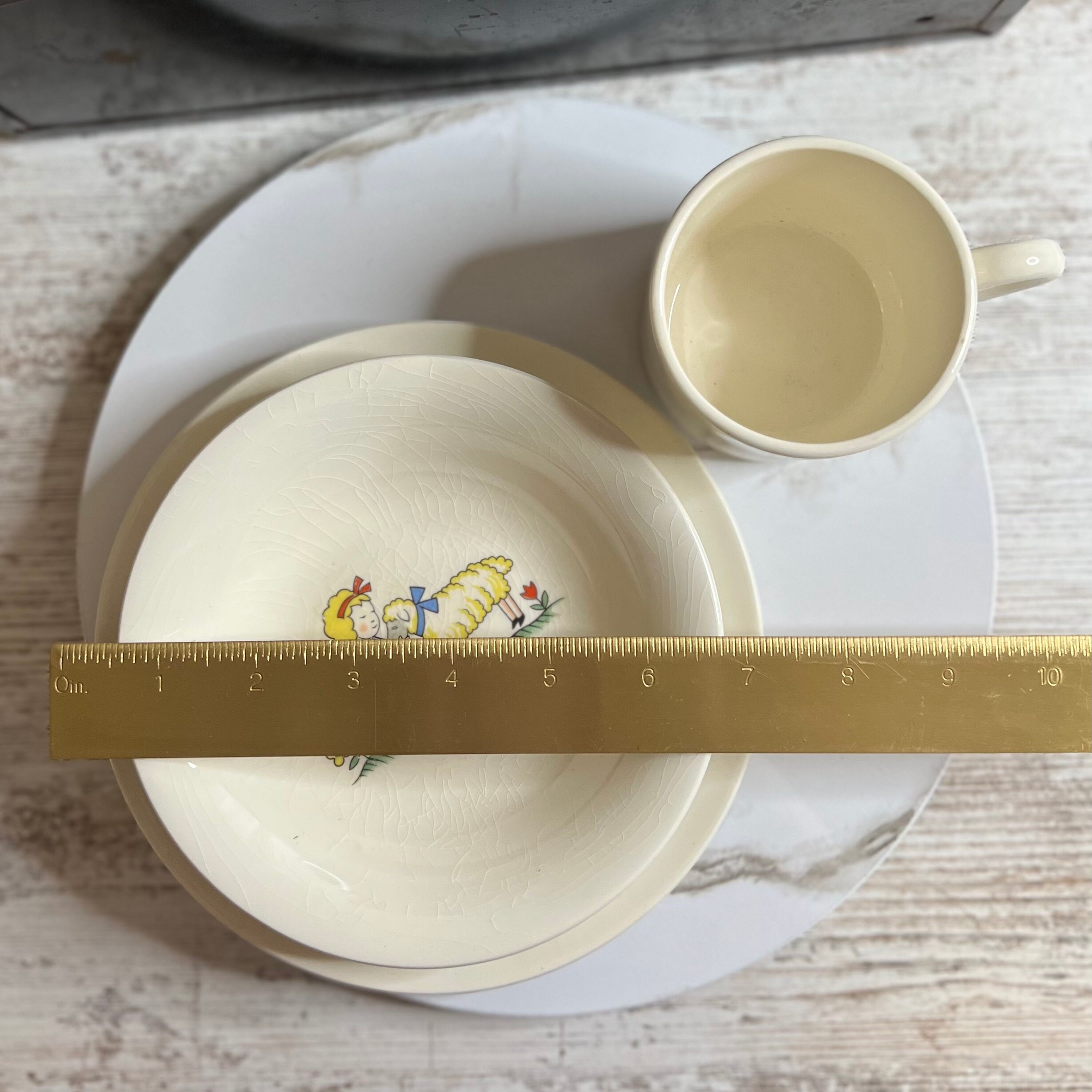 Vintage Child/toddler Dish Set, Ceramic Bowl, Plate, Cup - Etsy