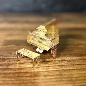 Vintage Brass Baby Grand Piano,