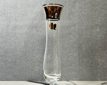 Vintage Dorothy Thorpe Bud Vase, Gold Band, Footed Vase, Flower Vase