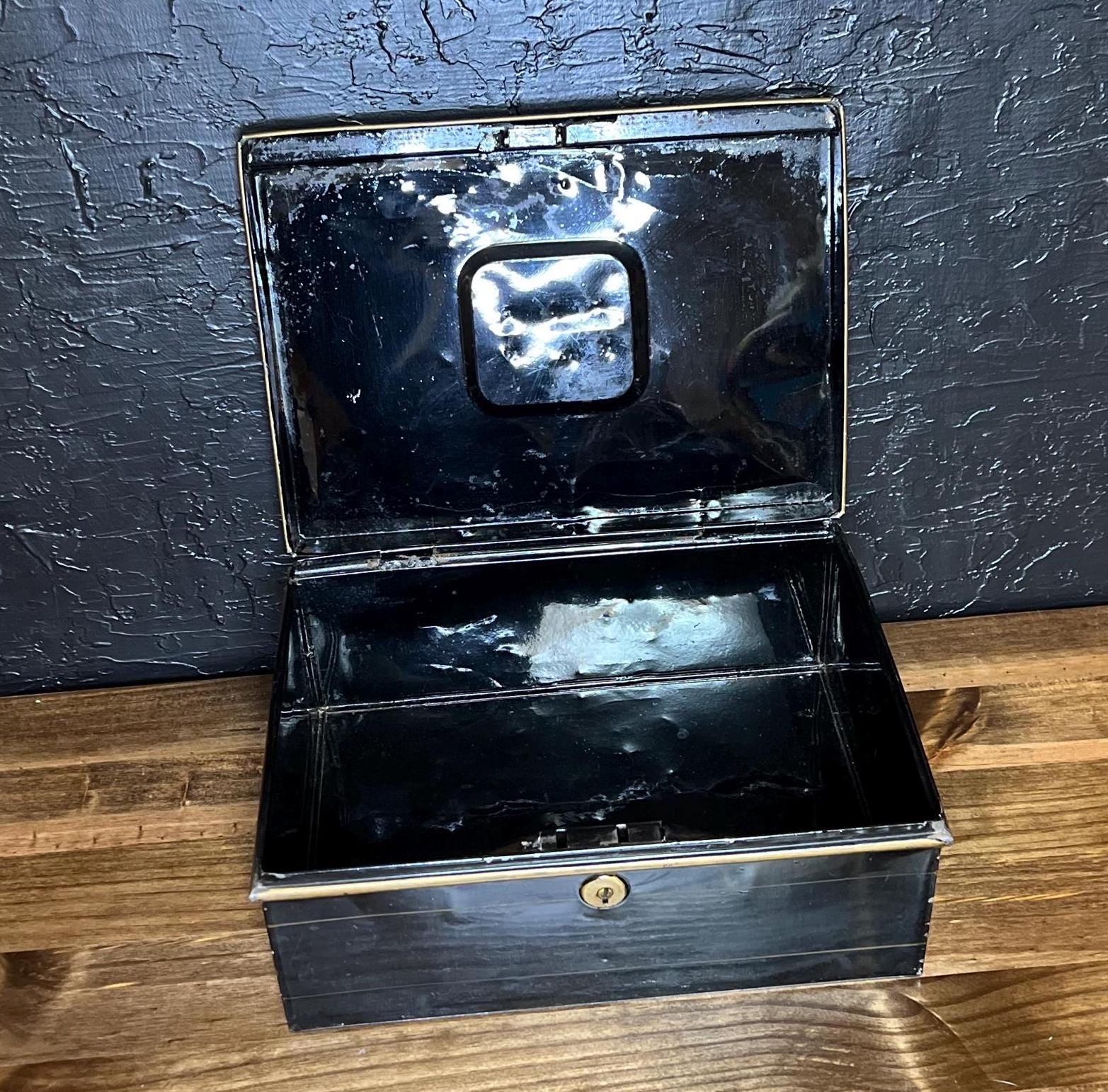 Vintage Cash Box, Black Metal Storage, Industrial, Office Supplies ...