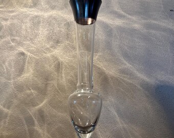 Vintage Dorothy Thorpe Bud Vase, Silver Band, Footed Vase, Flower Vase