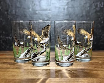 Vintage Eagle Beverage Glasses, Libbey Glass, Water Glasses, Juice, Cocktails