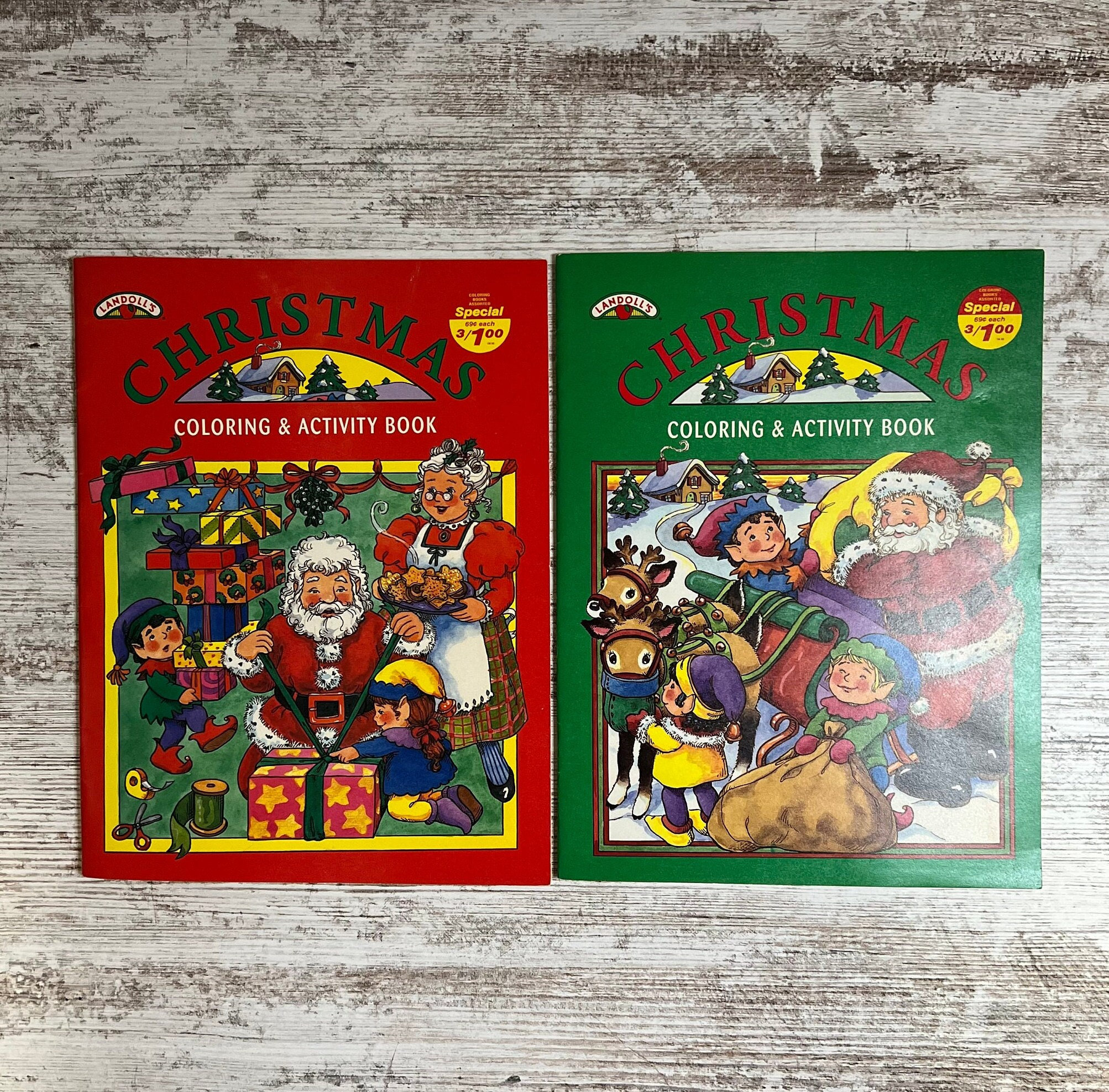 Vintage 90's Christmas Activity Books, Coloring - Etsy