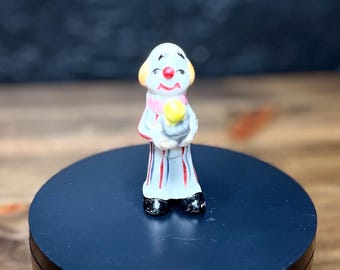 Vintage Porcelain Clown Figurine, Circus Clown and Baby, Miniature Décor