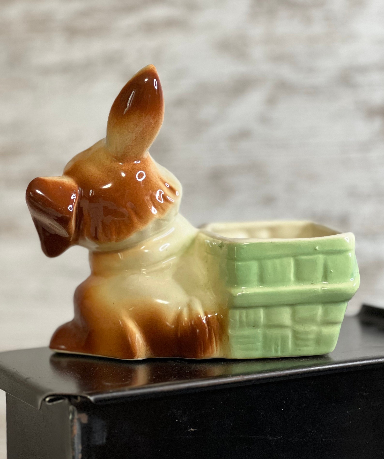 Vintage Bunny Rabbit Flower Planter, Ceramic Flower Pot, Window Sill ...