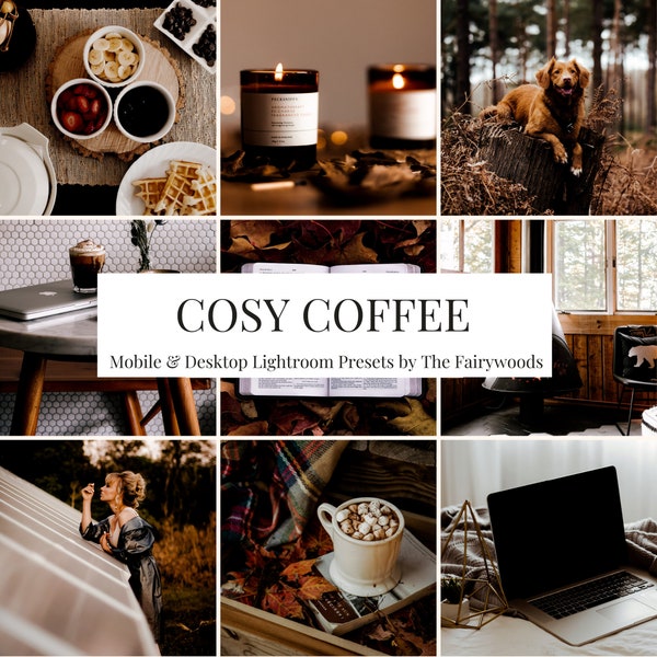 5 Lightroom Mobile & 5 Desktop Presets, Cosy Coffee, Moody Earthy, Travel Blogger Outdoors, Woodland, Nature, Rich Tones, DNG, XMP