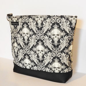 Skulls cosmetic  bag, Gothic cosmetic bag, spooky make-up  bag