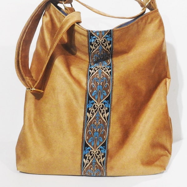 Renaissance bag, boho bag, xl sac bag, golden bag, boho welvet bag