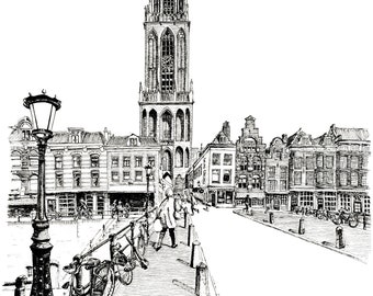 Dom Tower Utrecht | Art Print | Pen drawing