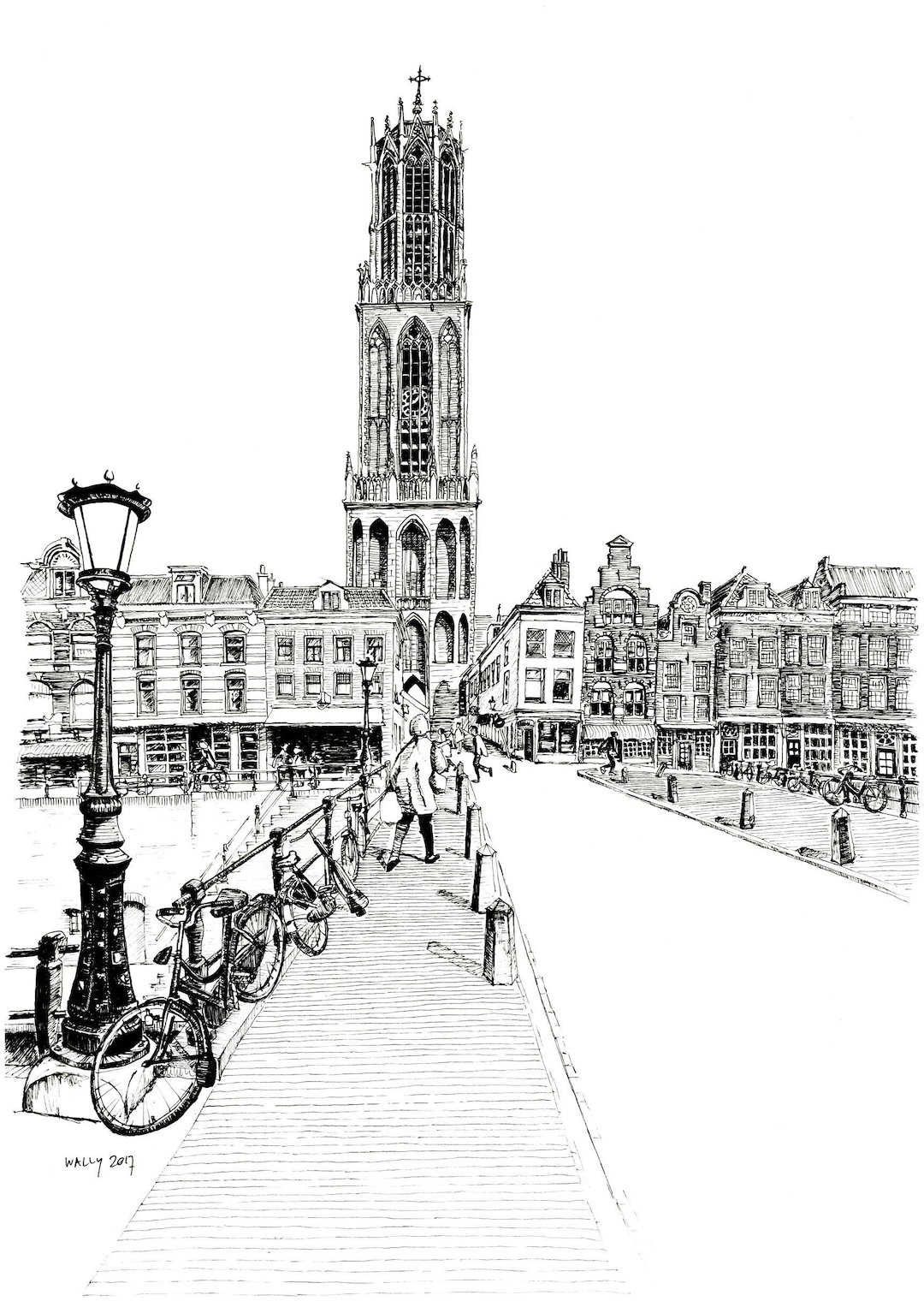 Dom Tower Utrecht Art Print Pen Drawing Etsy