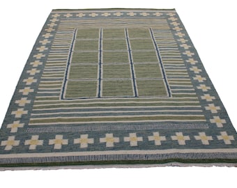 Swedish Scandinavian Design Hand Woven Flatweave Kilim, Modern Flatweave Rug, 6x9 8x10 9x12 For Living Room, Home Decor