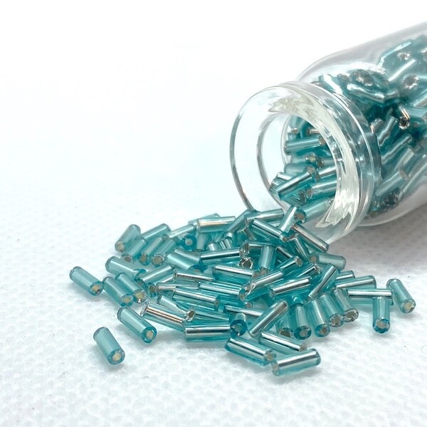 Light Turquoise Blue Bugle Seed Beads Blue Opaque Seed Beads