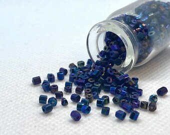 Dark Blue Metallic Small Seed Beads 2mm Miyuki Bugle Beads