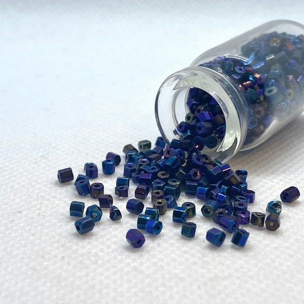 Dark Blue Metallic Small Seed Beads 2mm Miyuki Bugle Beads