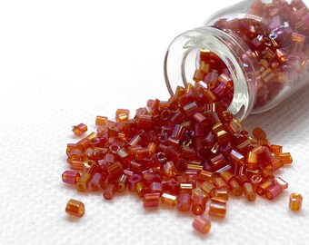 Fire Orange Bugle Seed Beads 2mm Orange Shine Miyuki Bugle Beads