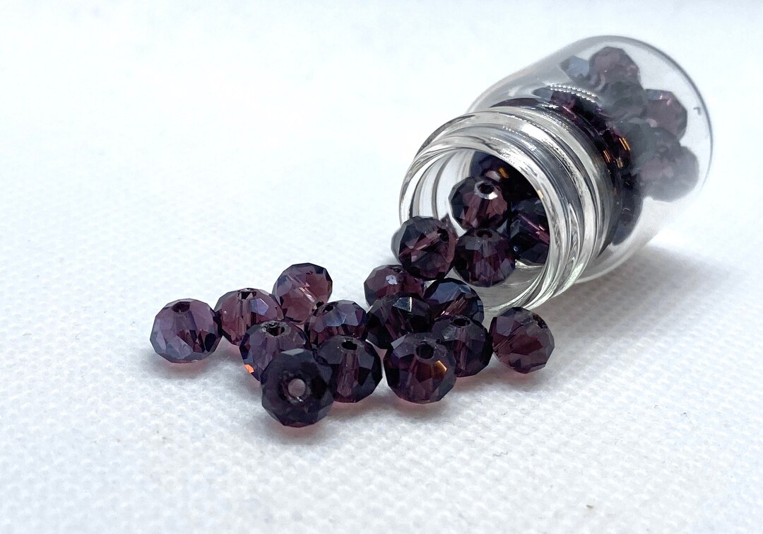 Dark Purple Crystal Glass Beads, Purple Unique Faceted Briolette Crystal Glass Beads Etsy