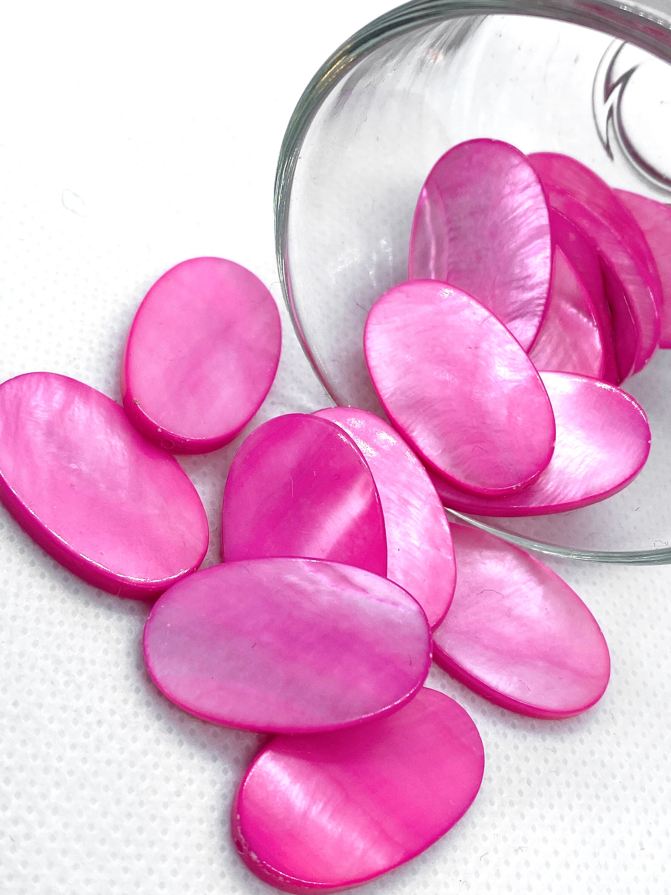 Hot Pink Flat Oval Sewing Beads Vintage Stone Pink Beads - Etsy