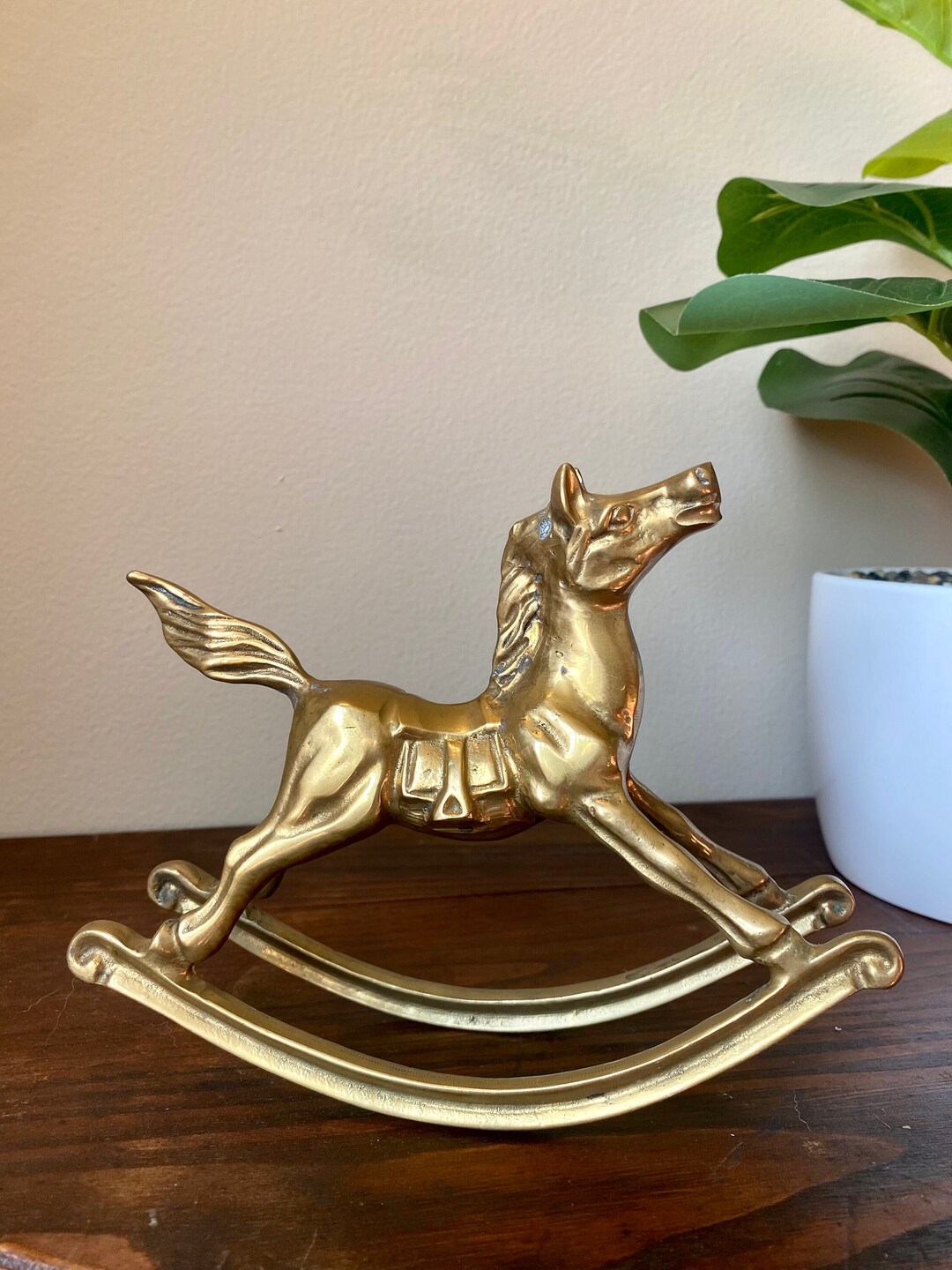 Vintage Brass Rocking Horse Figurine Vintage Brass Horse Etsy