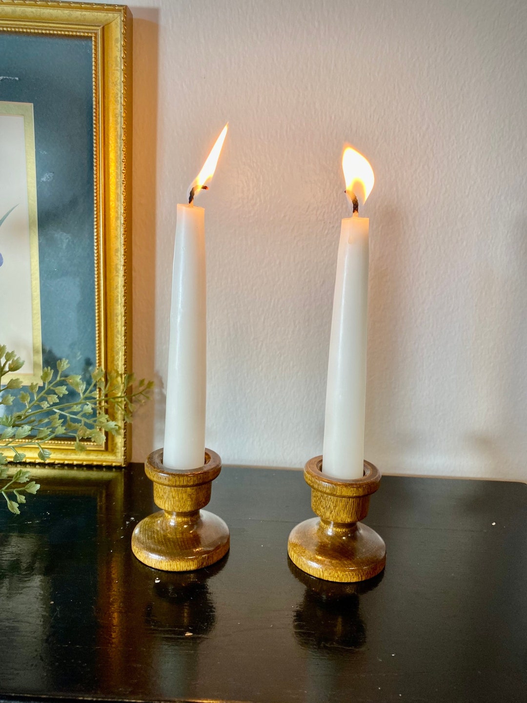 Antique Handmade Wooden Candlestick Holders Set of 2 - Etsy
