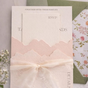 Modello digitale per invito a nozze in montagna / per Canva e Cricut