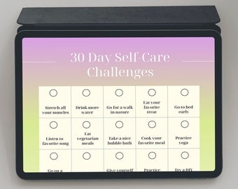 30 Day Self Care Challenge Habit Checklist Sheet, Self Care Goals, Self Care Planner, Self Care Calendar, Motivation Planner