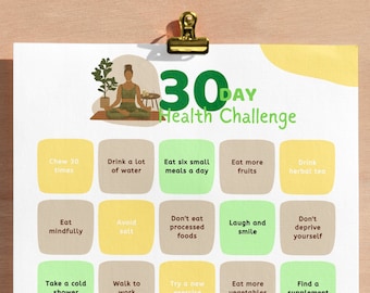 30 dagen gezondheidsuitdaging gewoontetracker checklistblad, zelfzorgdoelen, zelfzorgplanner, zelfzorgkalender, motivatieplanner