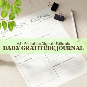 Diario minimalista della gratitudine quotidiana, pianificatore di motivazione, diario della consapevolezza immagine 1