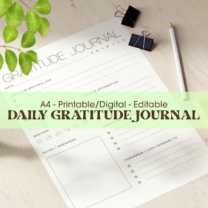 Minimalist Daily Gratitude Journal, Motivation Planner, Mindfulness Journal