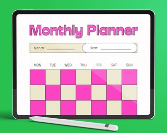 Retro Colorful Playful Funky Digital Printable Monthly Undated Planner