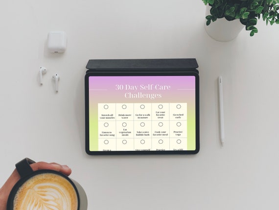 30 Day Self Care Challenge Habit Checklist Sheet, Self Care Goals, Self Care Planner, Self Care Calendar, Motivation Planner