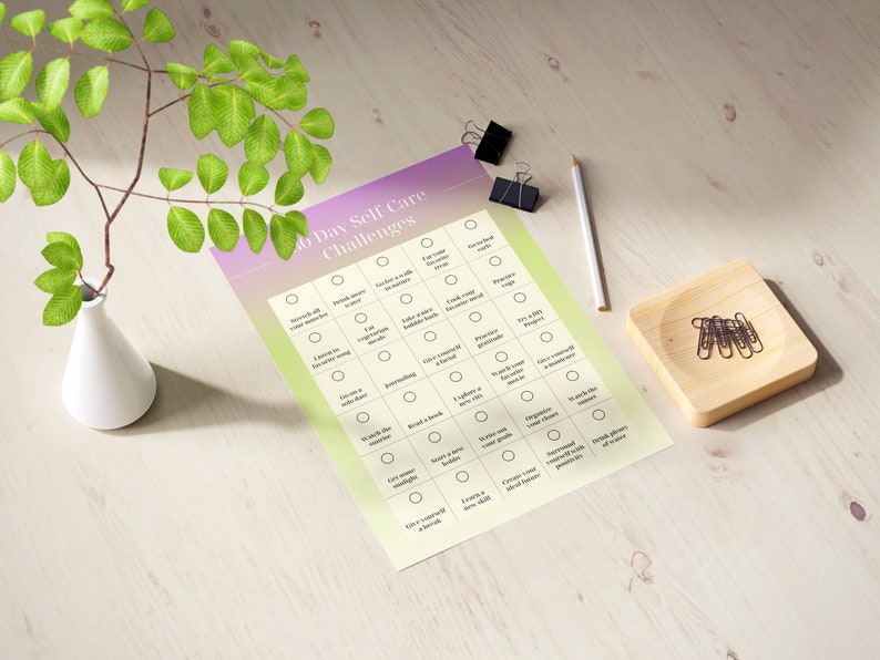 Checklist zelfzorguitdaging 30 dagen, zelfzorgdoelen, zelfzorgplanner, zelfzorgkalender, motivatieplanner afbeelding 2