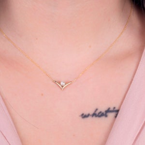 Gold Triangle V Necklace K9,K14,K18,Geometric Necklace,Chevron Necklace, Minimalist Necklace.
