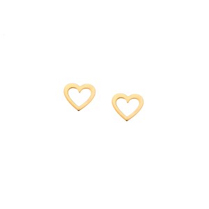 Romantic Valentine's Gift,Heart Frame Tiny Small Gold Earrings 9K,14K,18K,Minimalist Love Stud Earrings.