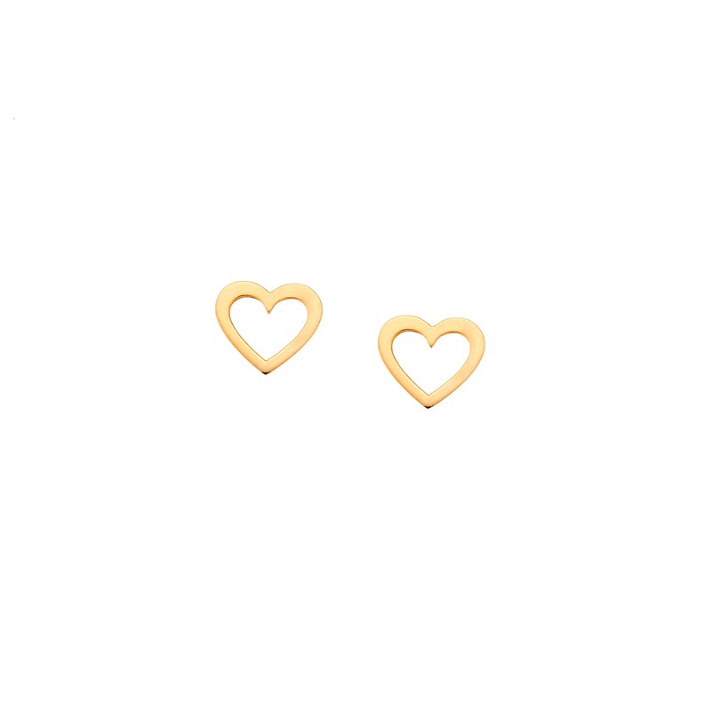 Romantic Valentine's Gift,Heart Frame Tiny Small Gold Earrings 9K,14K,18K,Minimalist Love Stud Earrings.