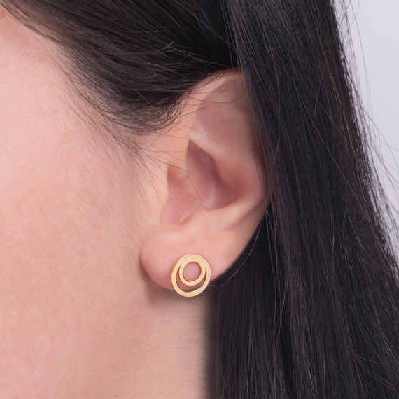 Double Circle Stud Earrings