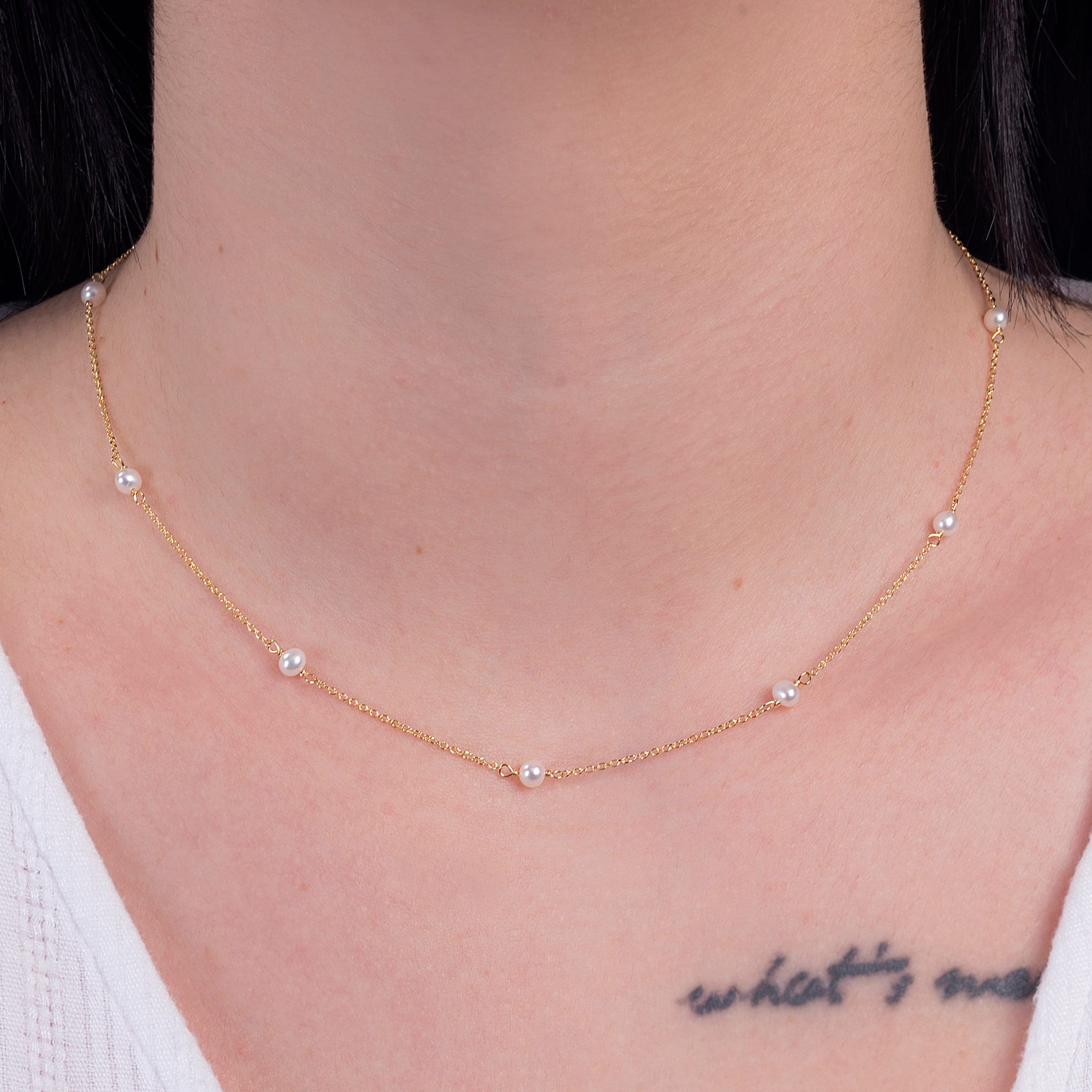 Rosary Fresh Water Pearl Gold Necklace K9,k14,k18,bridal Pearl  