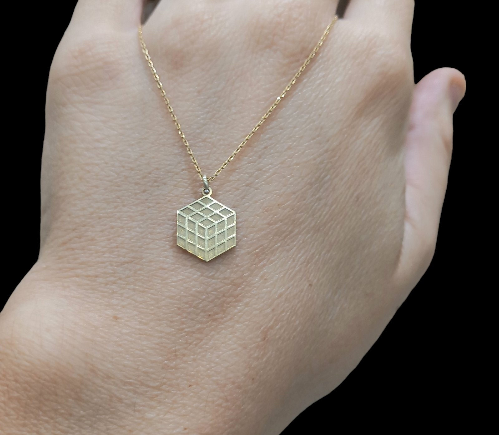 Collana Donna In Acciaio Titanio E Lega Di Rame – Ciondolo Geometrico Dorato Con Pietra Occhio Di Tigre - 4