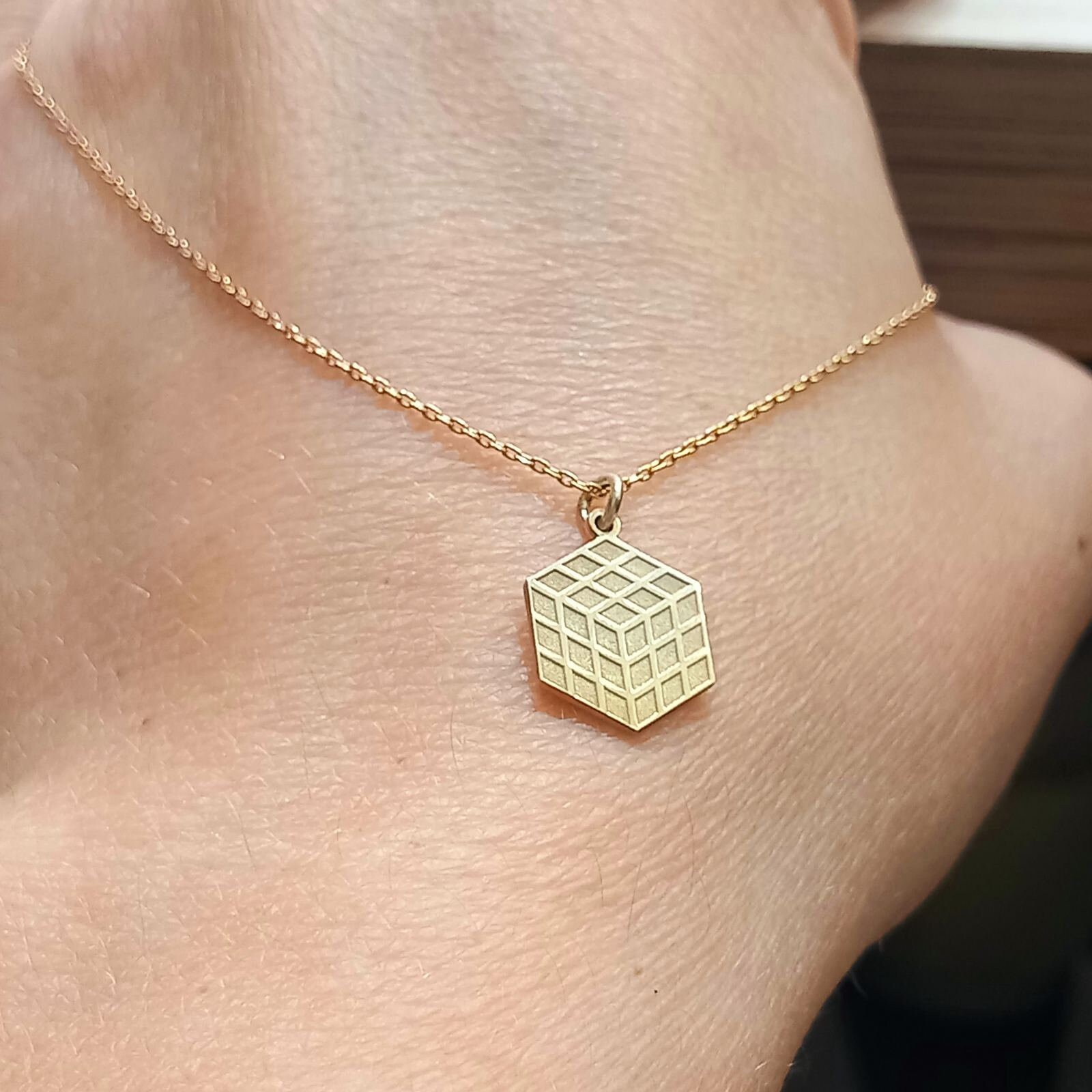 Buy Rubik's Cube 80's Inspired Laser Cut Small Square Necklace Online in  India - Etsy