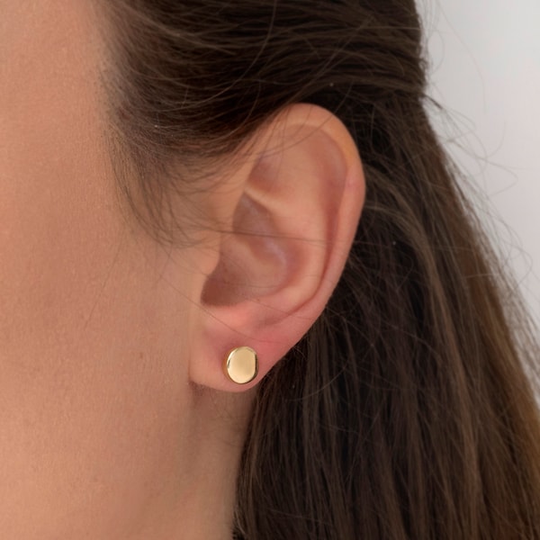 Gold Disk Earrings Etsy