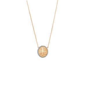 Christian Gold Necklace,Modern Byzantine Religious Charm,Protection Charm Constatine Coin ICXC NIKA