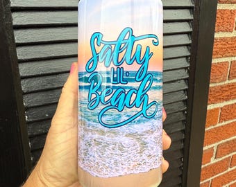 Slim can cooler / stainless steel / skinny / salty lil beach - keeps beverages cold - can also be used as a drinking cup