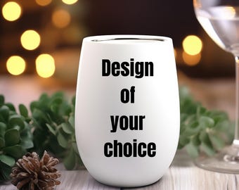 CUSTOM Wine Tumbler / Stainless Steel 15 oz. with Lid and Straw / Personalize