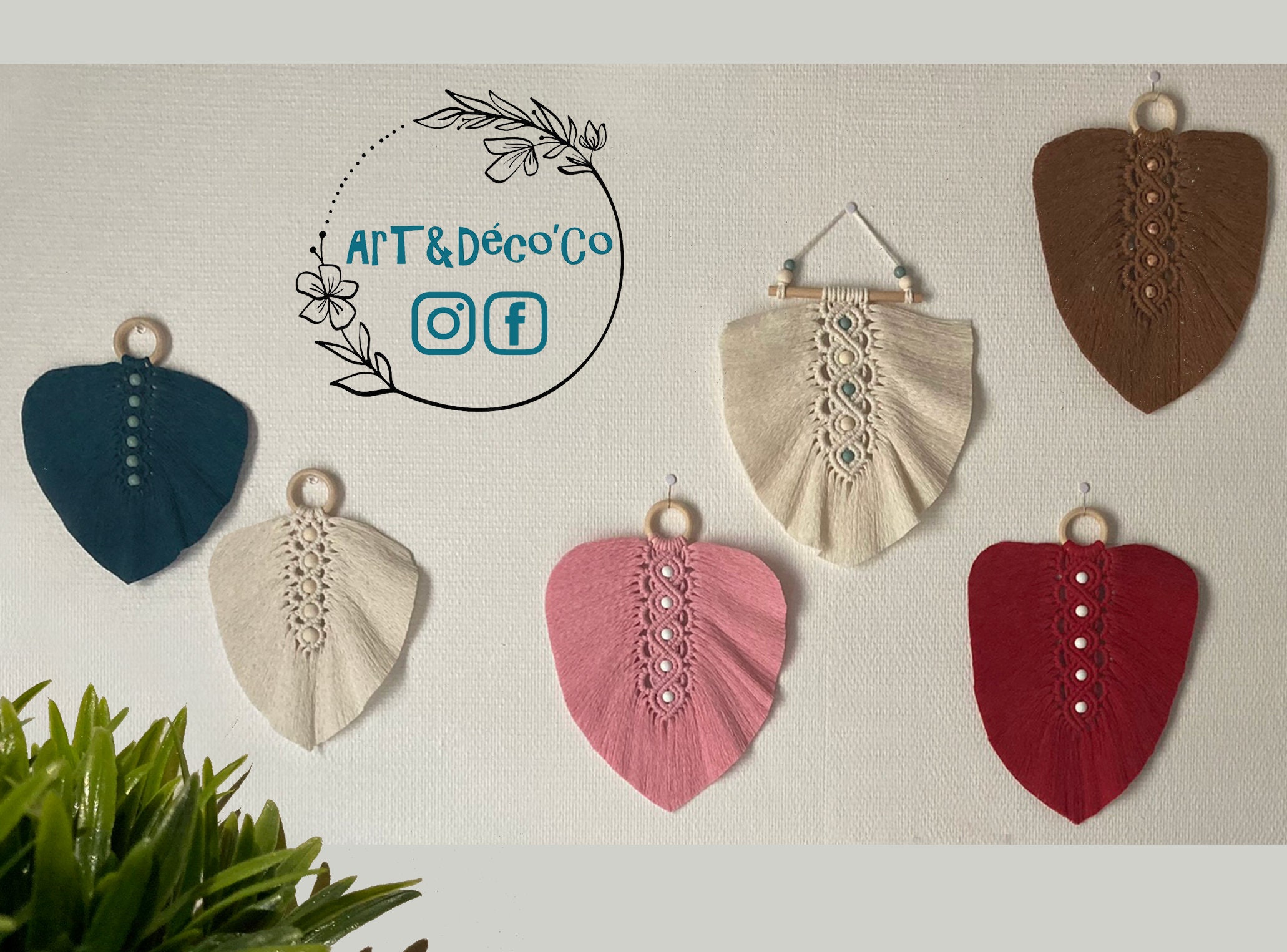 Plumes Décoratives Murales en Macramé